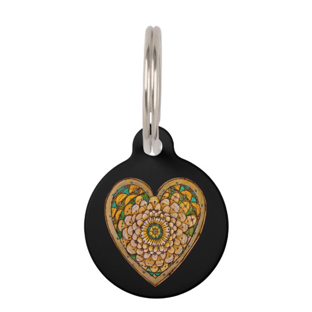 Blooming Heart and Smiling Blue Moon Pet Tag (Front)