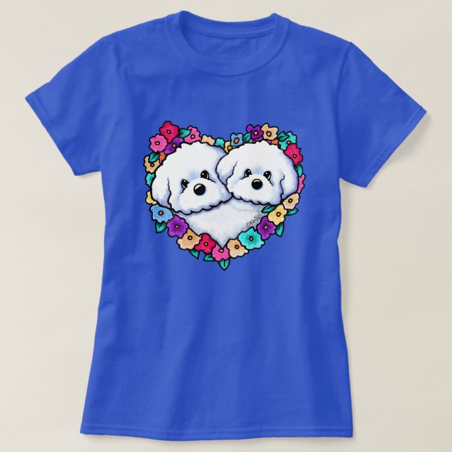 Blooming Heart Bichons T-Shirt (Design Front)