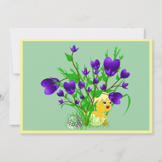 Blooming Hearts Easter Chick Invitation (Front)