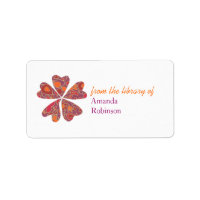 Blooming hearts personalised bookplate - purple