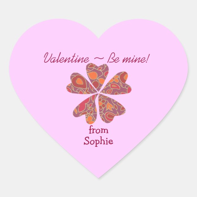 Blooming hearts personalized valentine sticker (Front)