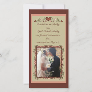 Blooming Hearts Wedding Announcement Photo Card