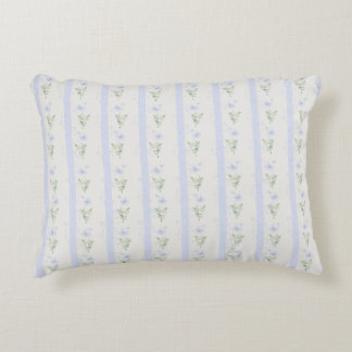 Blooming Heirloom Flower Stripe Blue Romance  Decorative Cushion