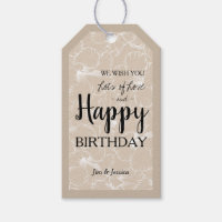 Blooming Hibiscus Floral Sketch Taupe Gift Tags