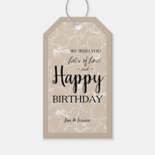 Blooming Hibiscus Floral Sketch Taupe Gift Tags