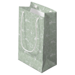 Blooming Hibiscus Flowers on Sage Green Small Gift Bag
