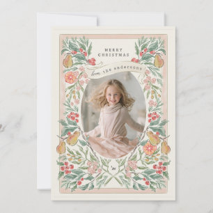 blooming holiday wreath fruits greeting card