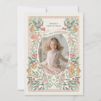 blooming holiday wreath fruits greeting card