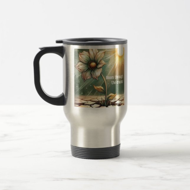 Blooming in Adversity – Floral Art Travel Mug (Left)