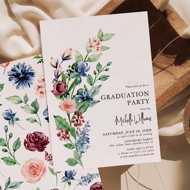 Blooming in Celebration Graduation Party Invitation (Creator Uploaded)
