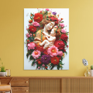 Blooming in Devotion Goddess & Baby  Canvas Print