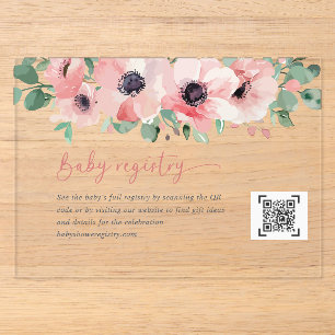 Blooming in Love Pink Baby Shower Baby Registry Acrylic Invitations