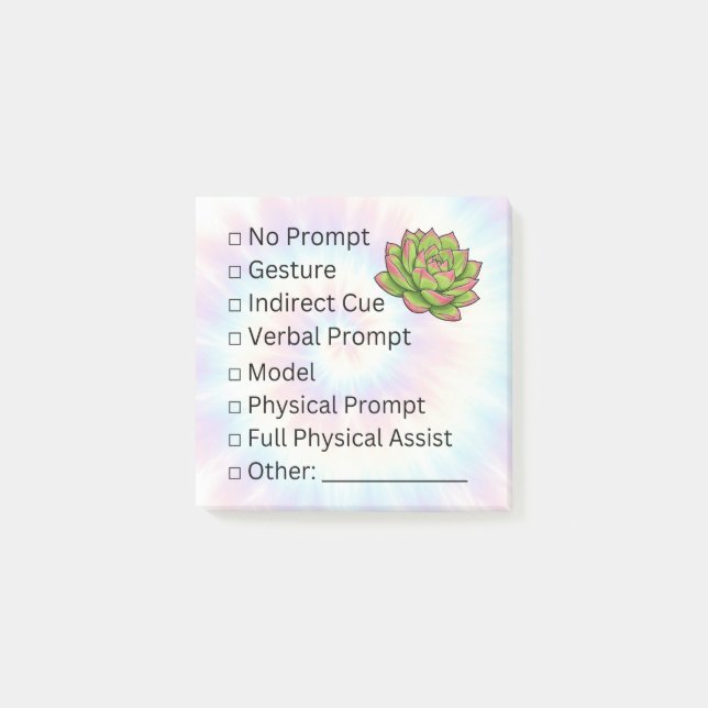 Blooming Independence: Prompt Checklist Post-it Notes (Front)