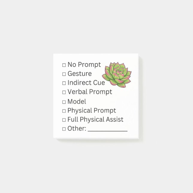 Blooming Independence: Prompt Checklist Post-it Notes (Front)