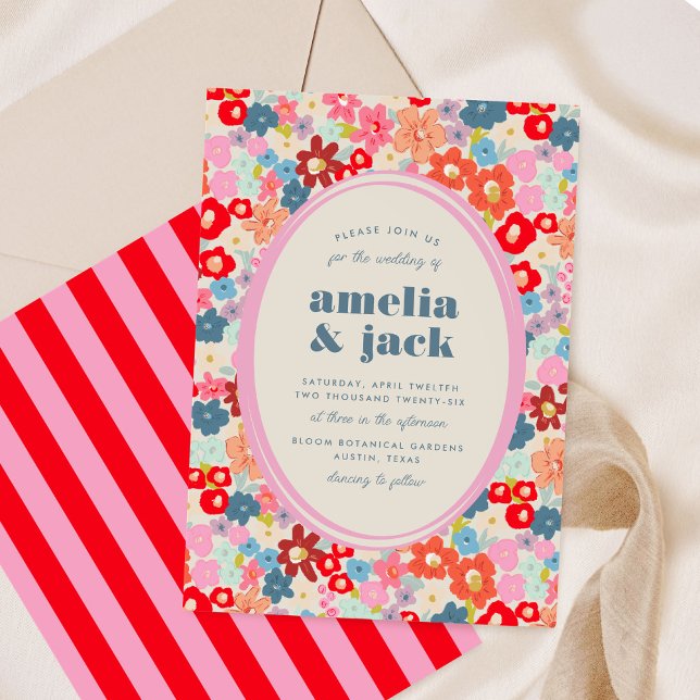 Blooming Joy Bold Bright Floral Garden Wedding Invitation (Blooming Joy Bold Bright Floral Garden Wedding Invitation)