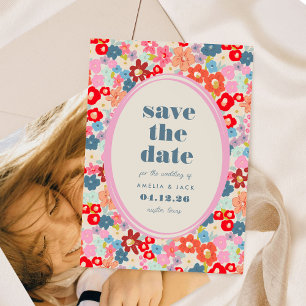 Blooming Joy Bold Bright Floral Garden Wedding Save The Date