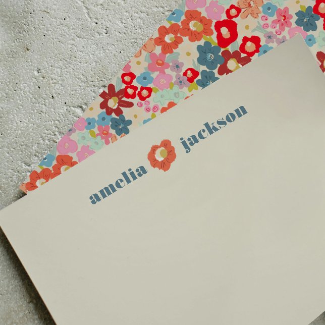 Blooming Joy Bold Bright Floral Personalised Card (Blooming Joy Bold Bright Floral Personalized Note Card)
