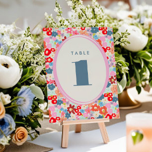 Blooming Joy Bold Bright Floral Table Number