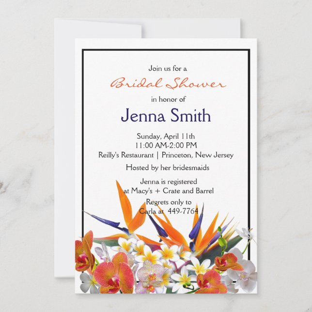 Blooming Joy-Tropical Flowers Bridal Shower Invitation (Front)