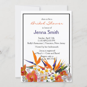 Blooming Joy-Tropical Flowers Bridal Shower Invitation