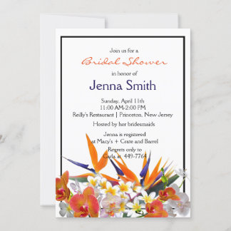 Blooming Joy-Tropical Flowers Bridal Shower Invitation