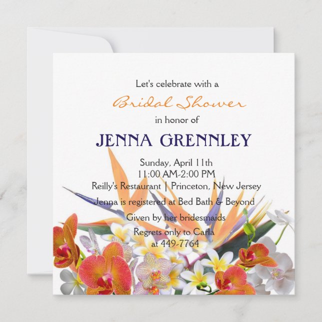 Blooming Joy-Tropical Flowers Bridal Shower Invitation (Front)