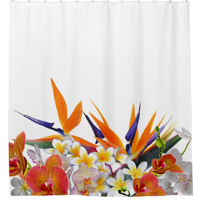 Blooming Joy-Tropical Flowers Shower Curtain (Front)