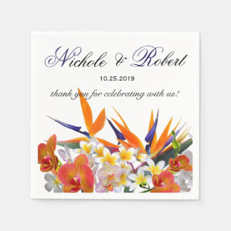 Blooming Joy-Tropical Flowers Wedding Custom Napkin