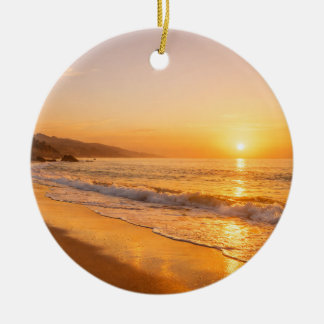 Blooming Lavender Field at Golden Sunset Provence Ceramic Tree Decoration