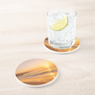 Blooming Lavender Field at Golden Sunset Provence Coaster