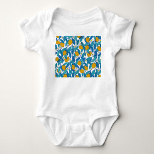Blooming Lemon: Watercolor Floral Design. Baby Bodysuit