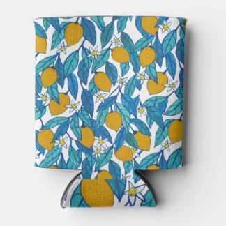 Blooming Lemon: Watercolor Floral Design. Can Cooler
