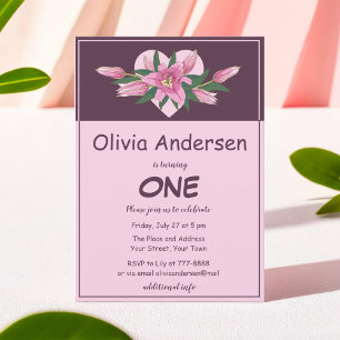 Blooming Lily Elegant Birthday Invitation