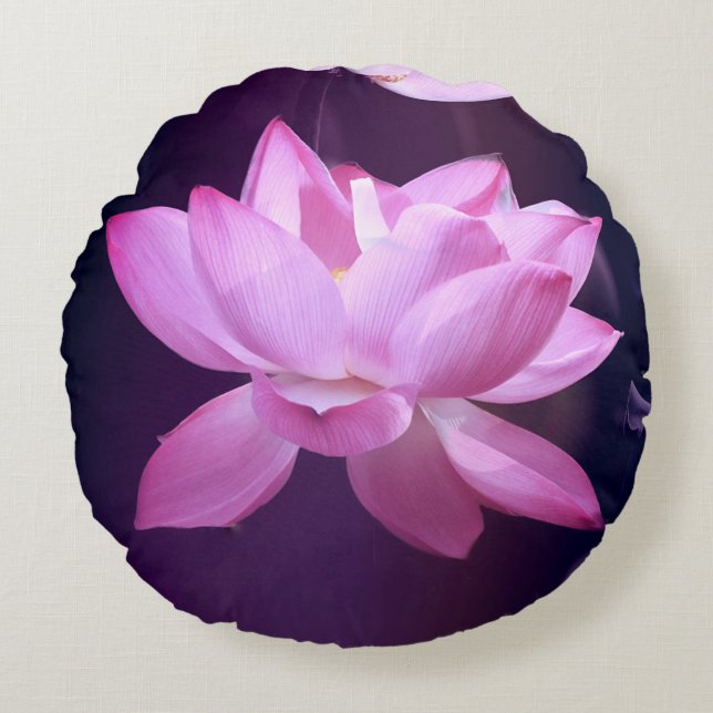 Blooming Lotus Flower Round Cushion (Front)