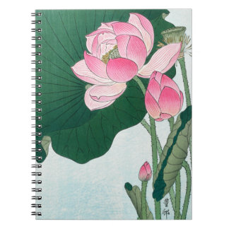 Blooming Lotus Flowers, Koson, Japanese Flower Art Notebook