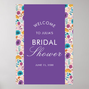 Blooming Love Floral Romantic Pink Bridal Shower Poster