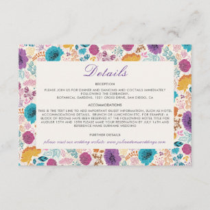 Blooming Love Floral Romantic Pink Purple Wedding Enclosure Card