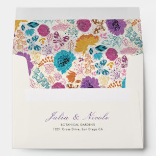 Blooming Love Floral Romantic Pink Purple Wedding Envelope
