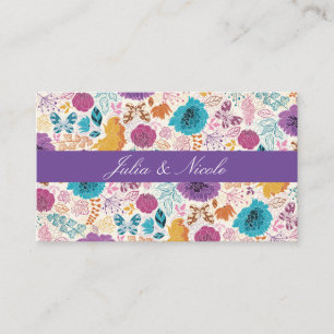 Blooming Love Floral Romantic Pink Purple Wedding Place Card