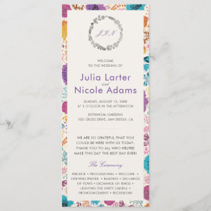 Blooming Love Floral Romantic Pink Purple Wedding Programme