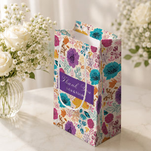 Blooming Love Floral Romantic Pink Purple Wedding Small Gift Bag