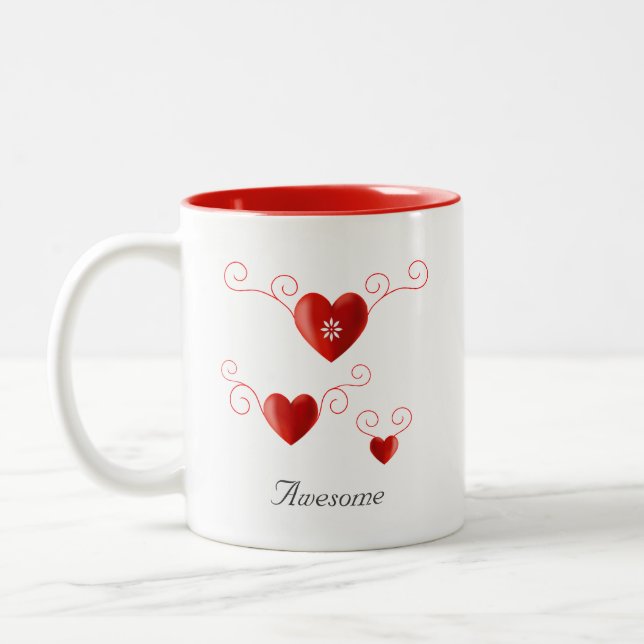 Blooming Love Heart Two-Tone Coffee Mug (Left)