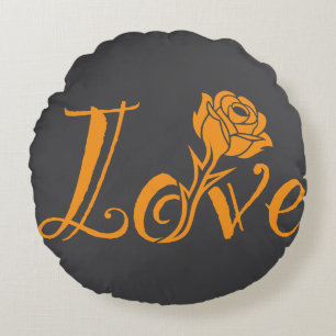 Blooming Love: Typography with a Floral Twist Round Cushion