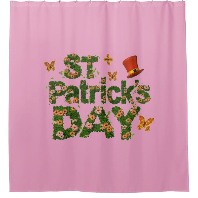 Blooming Luck: Floral St. Patrick's Day Shower Curtain (Front)
