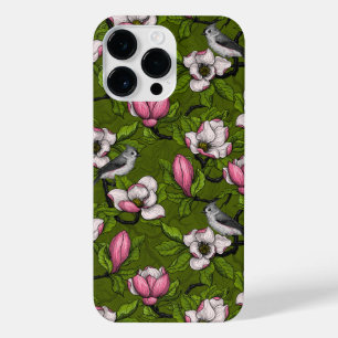 Blooming magnolia and titmouse bird 2 iPhone 14 pro max case