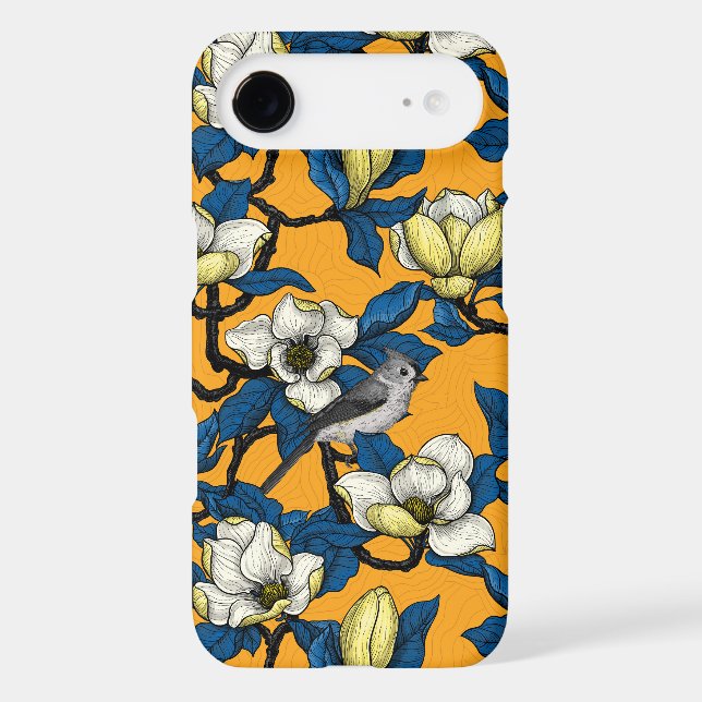 Blooming magnolia and titmouse bird 3 (Back)