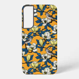 Blooming magnolia and titmouse bird 3 samsung galaxy case