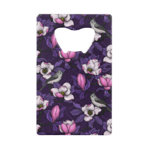 Blooming magnolia and titmouse bird 4