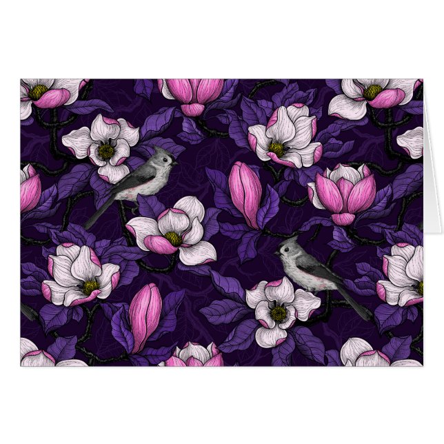 Blooming magnolia and titmouse bird 4 (Front Horizontal)