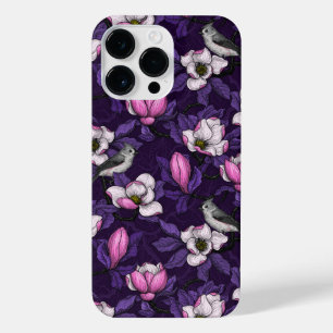 Blooming magnolia and titmouse bird 4 iPhone 14 pro max case